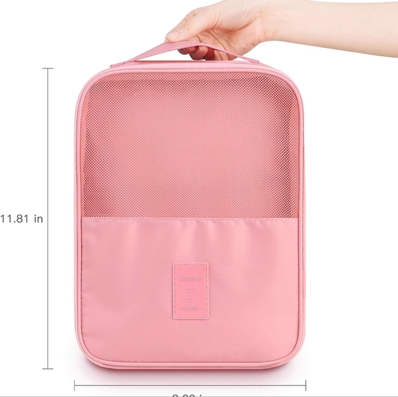 Mossio Pink Shoe Bag Holds 3 Pair of Shoes for Travel and Daily Use Storage - Picture 3 of 8